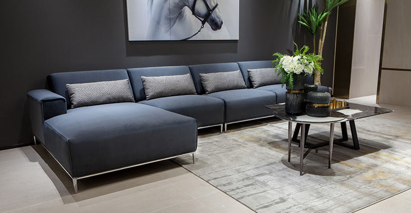 Combinaison de canapé d'angle avec accoudoir large en tissu de salon simple et moderne 107967